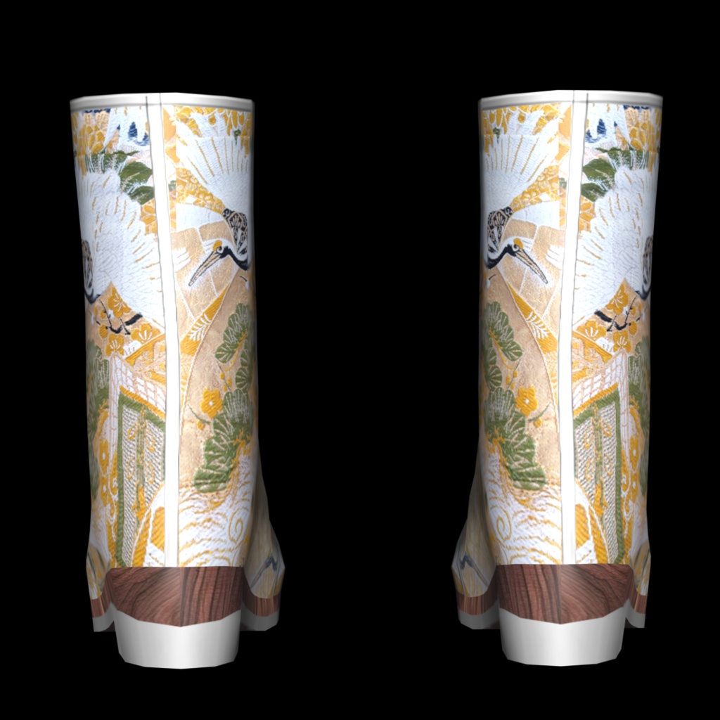 VRoid・VRChat|3D ブーツ 008|着物 鶴と松|Adel空想