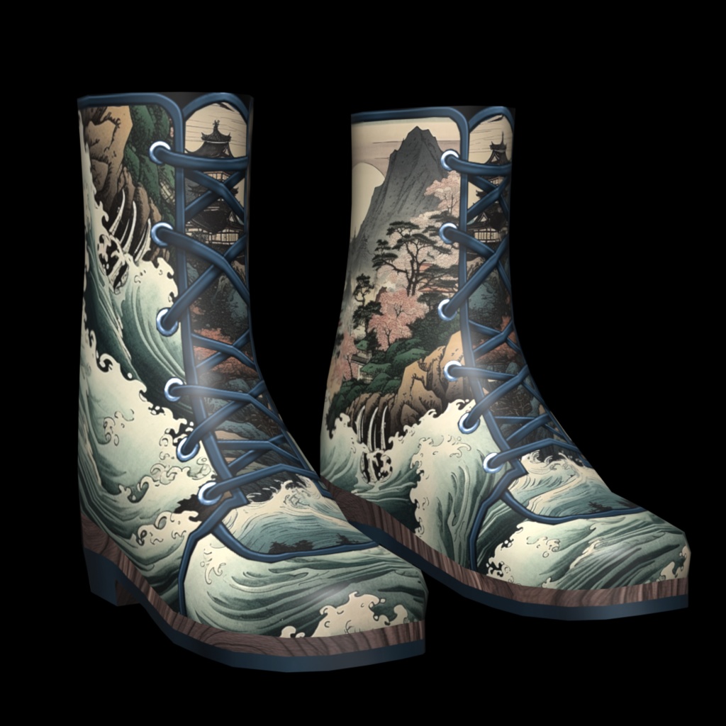 VRoid・VRChat|3D ブーツ 011|浮世絵の世界|Adel空想