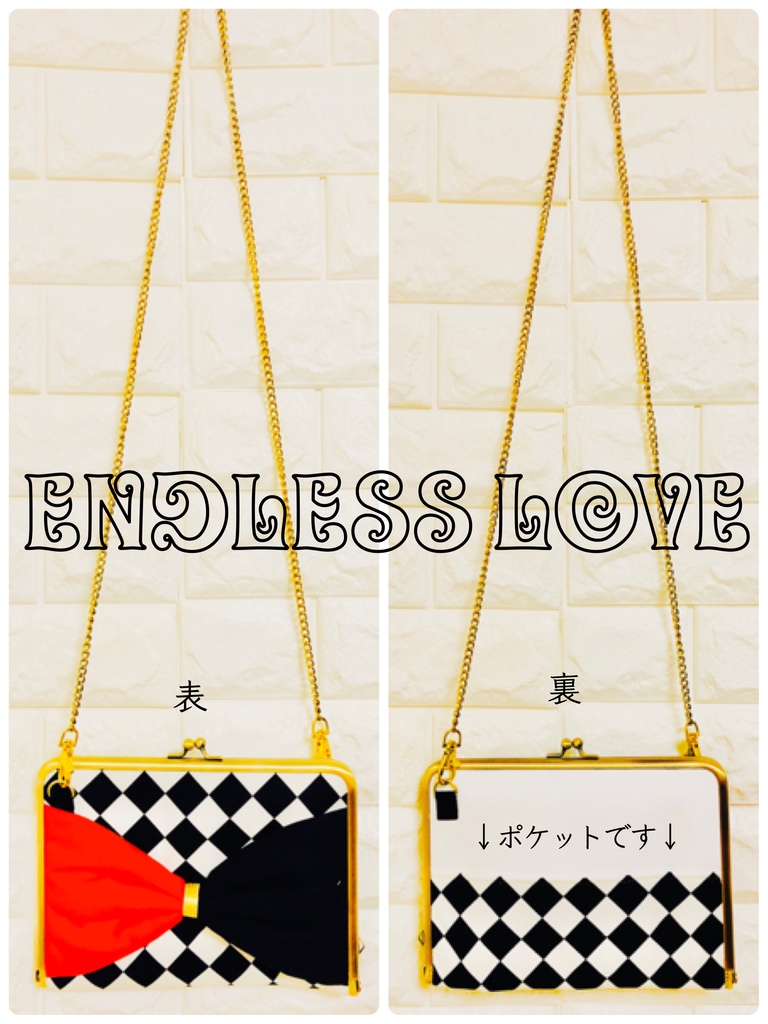 リボンのがま口バッグ