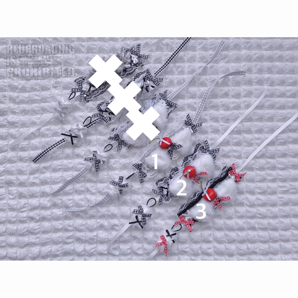 わんこパフェなヘッドドレス(モノクロ)