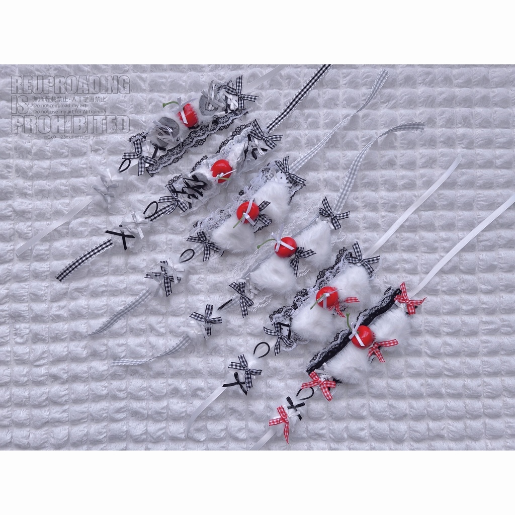 わんこパフェなヘッドドレス(モノクロ)