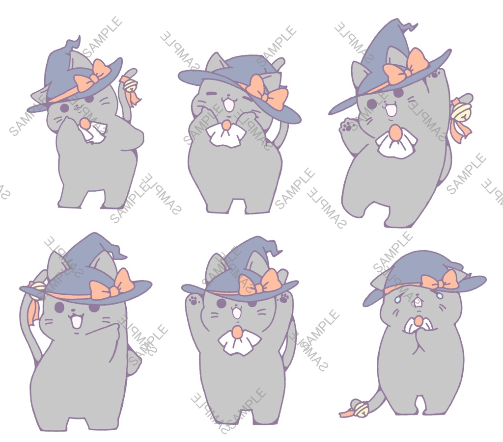 【素材】ハロウィンの魔女黒猫イラストセット【PNG】