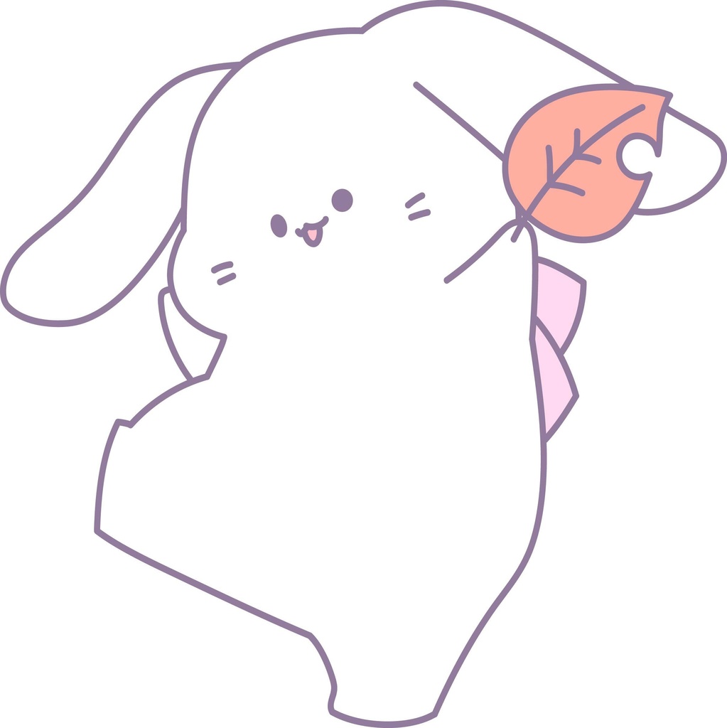 【商用利用可】ほっこりうさぎと葉っぱのイラスト素材（Ai / PNG / JPG）