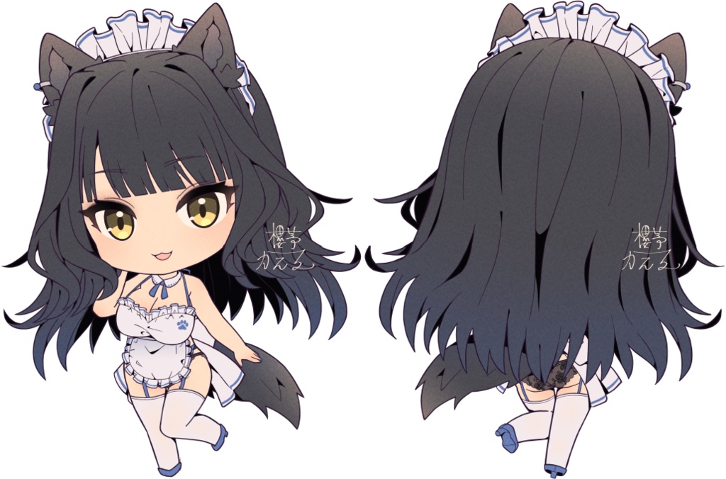 【OC】ちびキャラクッション2種(花柄なし)