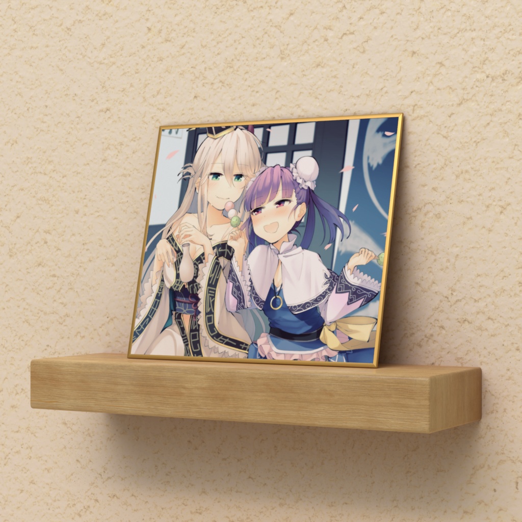 【ひめがみ絵巻】「花より団子よりも」(色紙) / 【Himegami Emaki】“More Than Flowers or Sweets” (Art Print on Board)