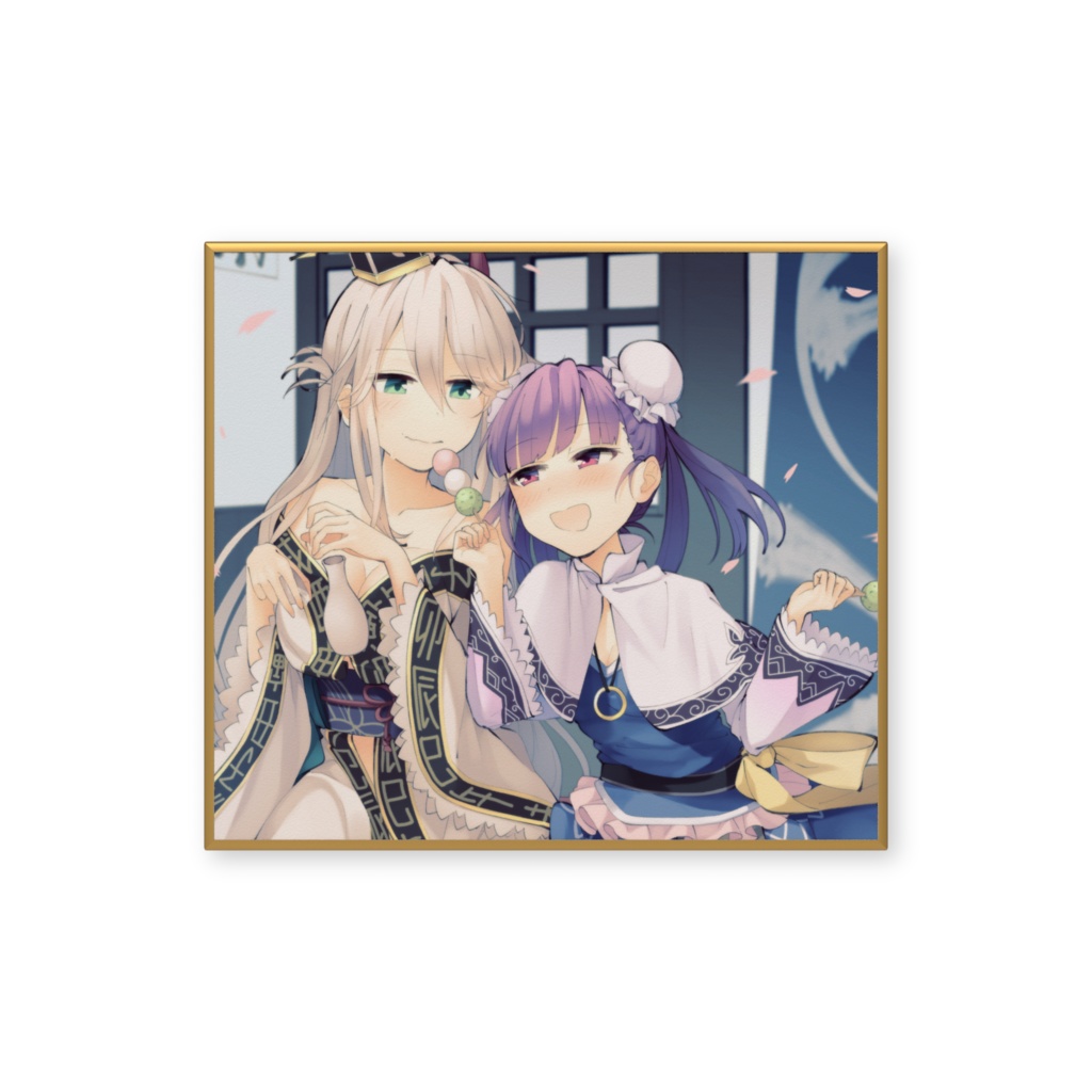 【ひめがみ絵巻】「花より団子よりも」(色紙) / 【Himegami Emaki】“More Than Flowers or Sweets” (Art Print on Board)