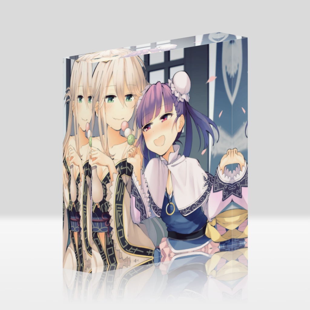 【ひめがみ絵巻】「花より団子よりも」(アクリルブロック) /【Himegami Emaki】“More Than Flowers or Sweets” (Acrylic Block)