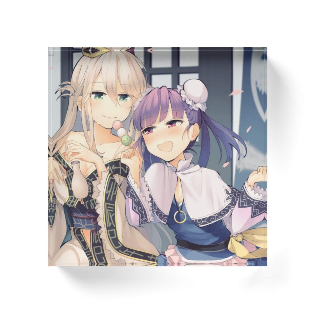 【ひめがみ絵巻】「花より団子よりも」(アクリルブロック) /【Himegami Emaki】“More Than Flowers or Sweets” (Acrylic Block)