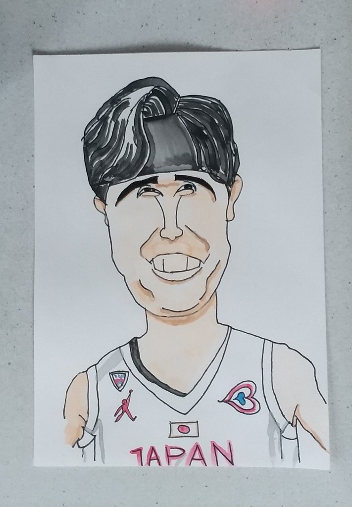 似顔絵。バスケットボール選手Y.W