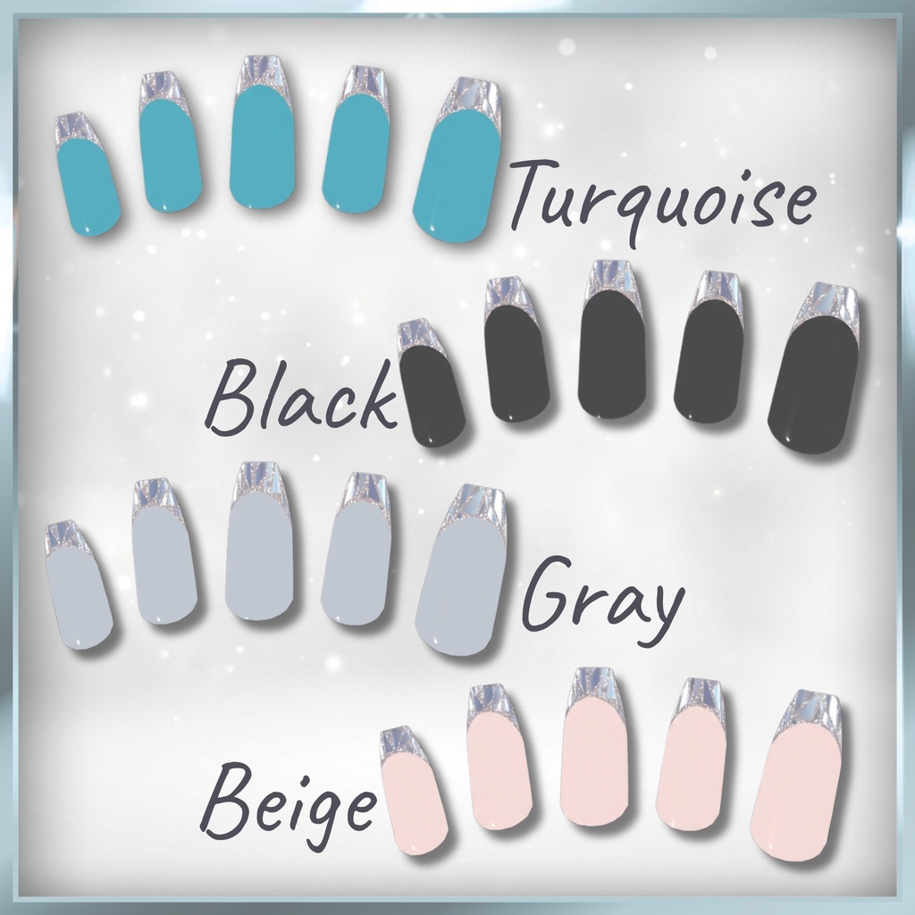 【VRC用ネイル】ガラスフレンチネイル【 8アバター対応 】