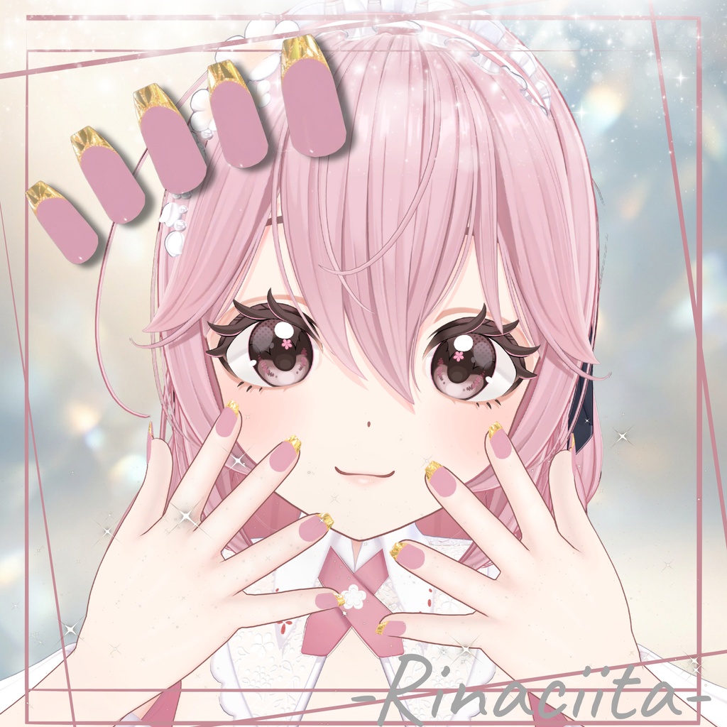 【VRC用ネイル】ガラスフレンチネイル【 8アバター対応 】