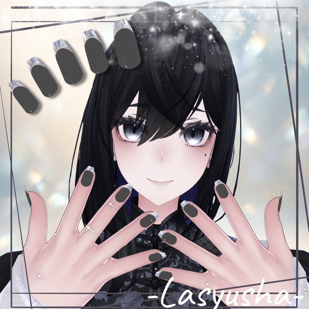 【VRC用ネイル】ガラスフレンチネイル【 8アバター対応 】