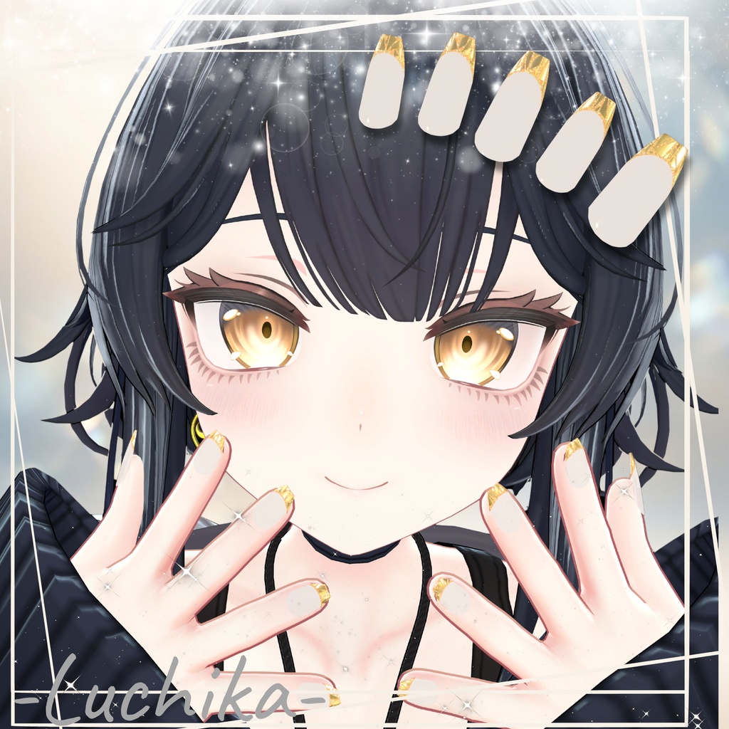 【VRC用ネイル】ガラスフレンチネイル【 8アバター対応 】