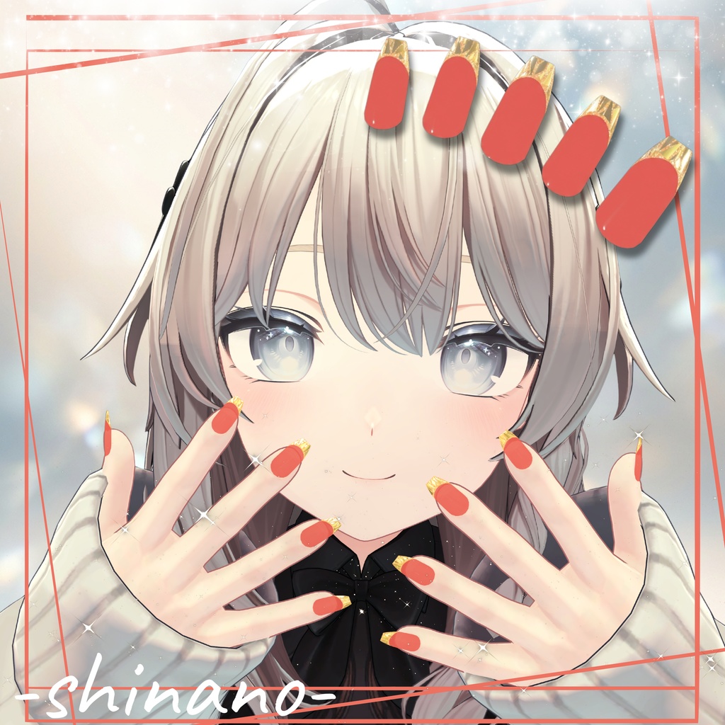 【VRC用ネイル】ガラスフレンチネイル【 8アバター対応 】