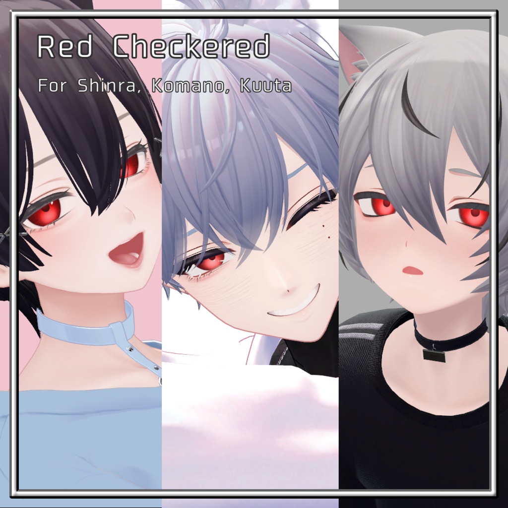 ʚ Red checkered ɞ Eye / Makeup Texture [ Shinra(森羅) , Komano(狛乃) , Kuuta(くうた) ]