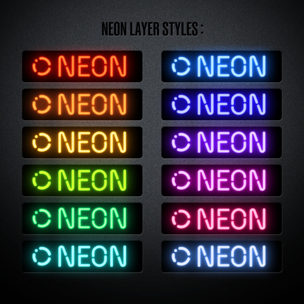 ネオンのレイヤースタイル(.psd, .asl)