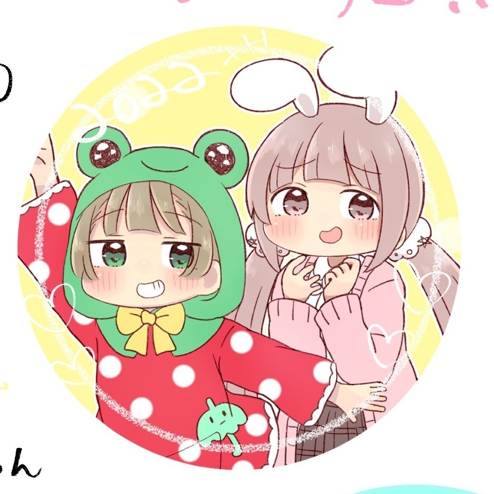 缶バッチ(かえるちゃんと仮うさぎちゃん)
