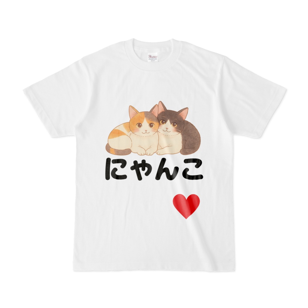 にゃんこのTシャツ ハチワレと三毛猫