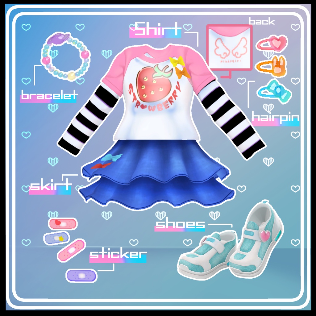 【複数アバター対応】Pinky Girl コーデセット #MeltyWear【MA対応】