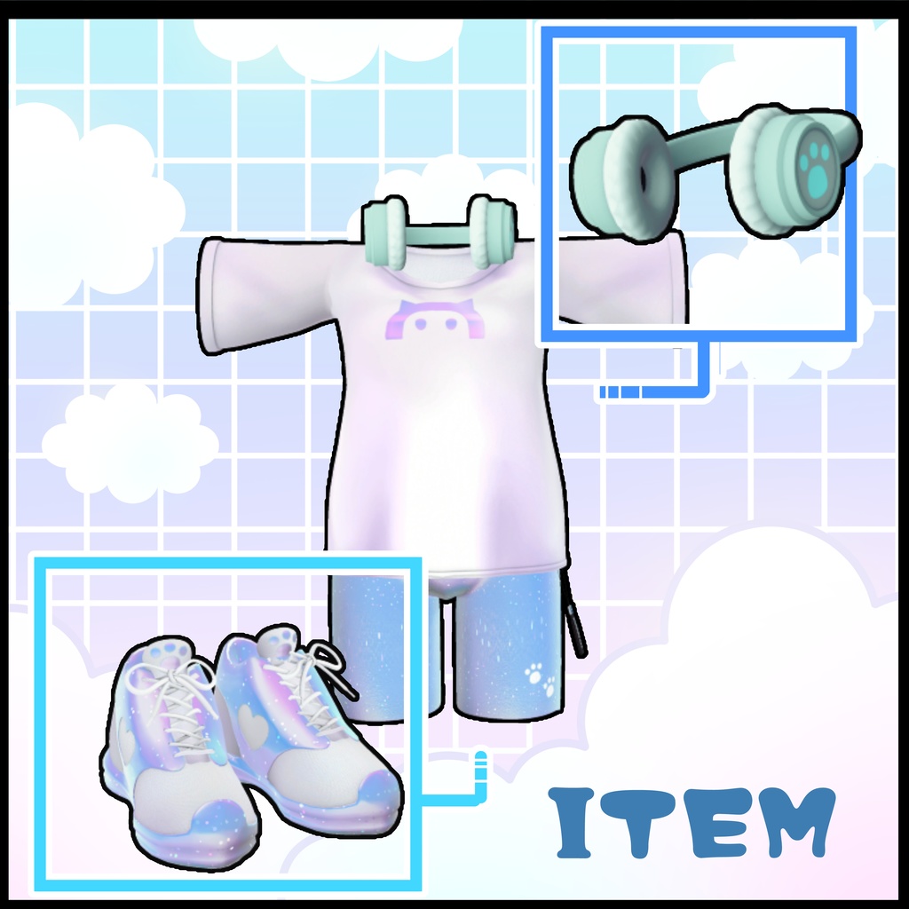 【複数アバター対応】Dancing Cat スポーツコーデセット #MeltyWear【MA対応】