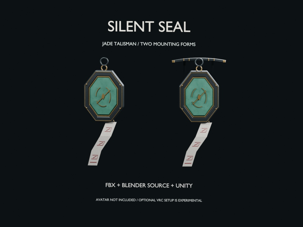 Silent Seal|翡翠の封印飾り・チャーム&髪飾り|FBX / Blender / Unity