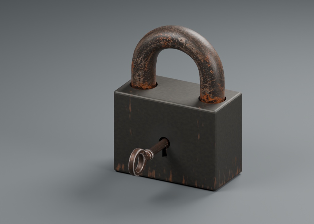 Rustbound Padlock｜開閉南京錠と鍵｜FBX / Unity / Blender