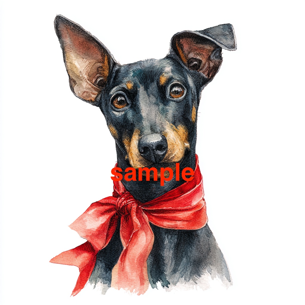 トイマンチェスターテリアのクリスマスクリップアート 10点セット(PNG・手描き風・AI生成)