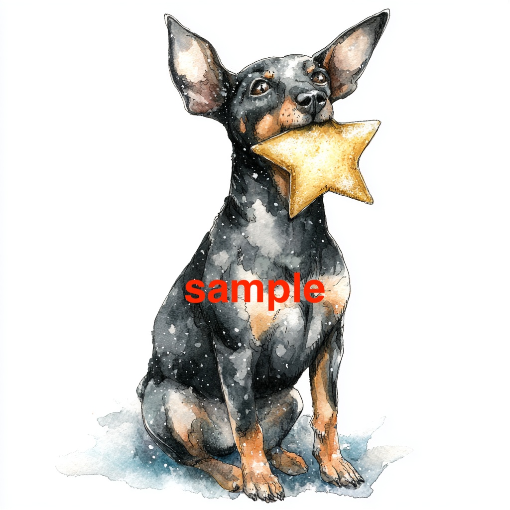 トイマンチェスターテリアのクリスマスクリップアート 10点セット(PNG・手描き風・AI生成)