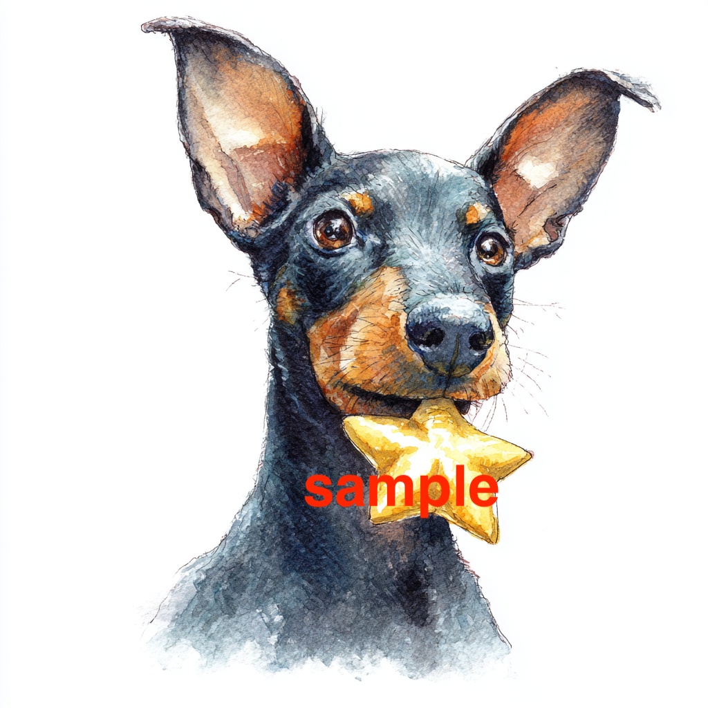 トイマンチェスターテリアのクリスマスクリップアート 10点セット(PNG・手描き風・AI生成)