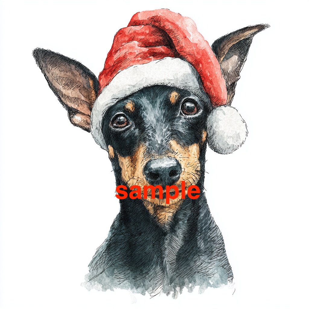 トイマンチェスターテリアのクリスマスクリップアート 10点セット(PNG・手描き風・AI生成)