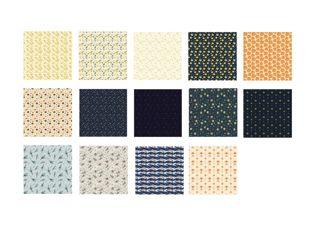 【商用利用可】冬至の和柄・クラフト背景素材 14種【シームレス / デジタルペーパー】/ Winter Solstice Seamless Paper Pack