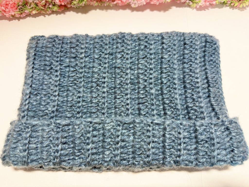 ネコ耳ニット帽 モヘア調 グレイッシュブルー