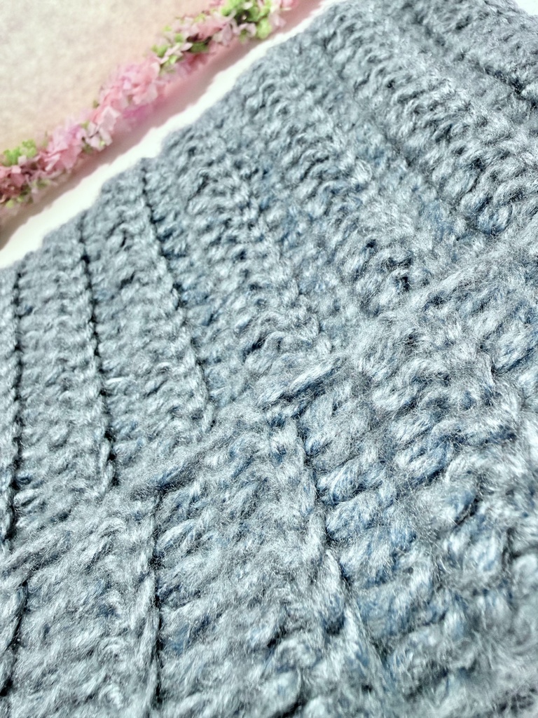 ネコ耳ニット帽 モヘア調 グレイッシュブルー