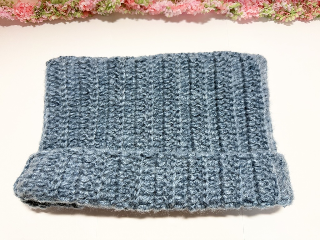 ネコ耳ニット帽 モヘア調 グレイッシュブルー