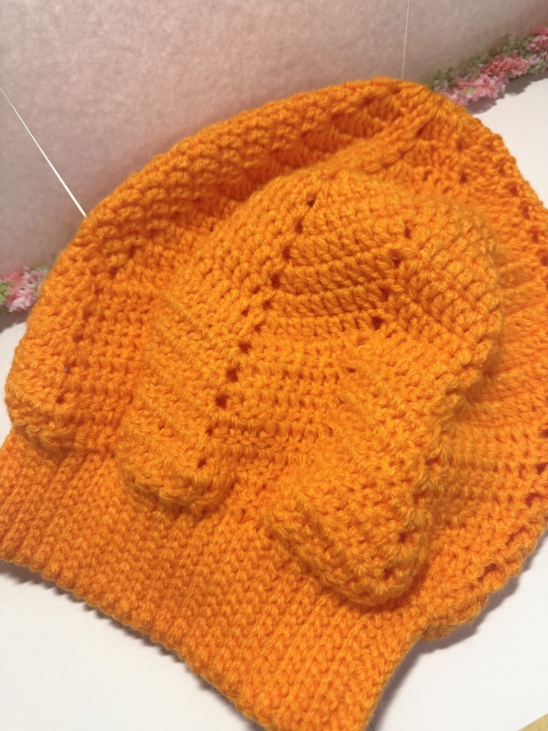 ゆったり可愛いシルエットの帽子 オレンジ