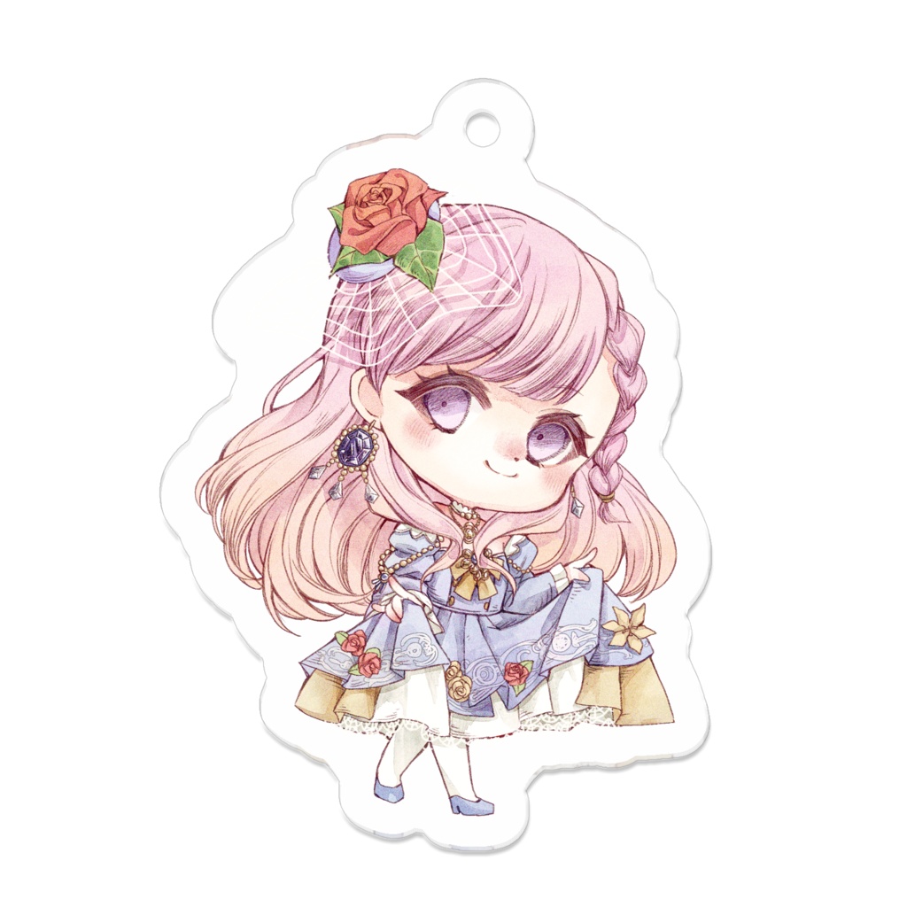朝月るりかPink Rose ミニキャラアクキー Chibi Rurika keyring Pink Rose