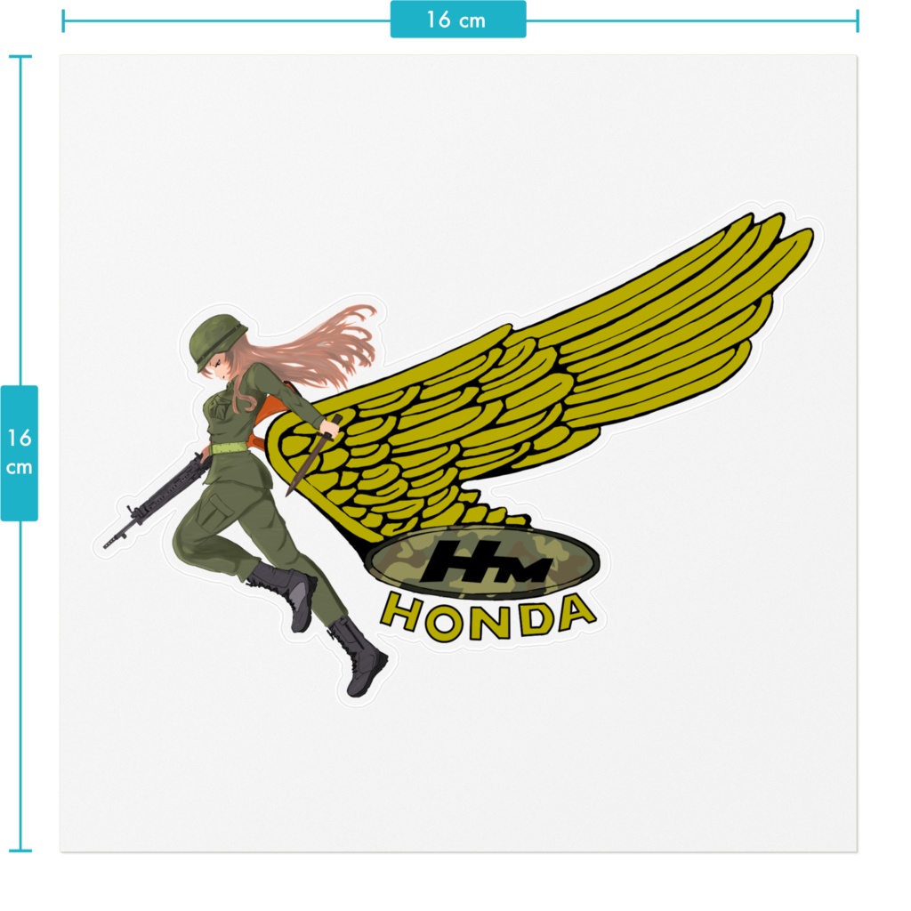 【ホンダ】バイクステッカー ミリタリー 左