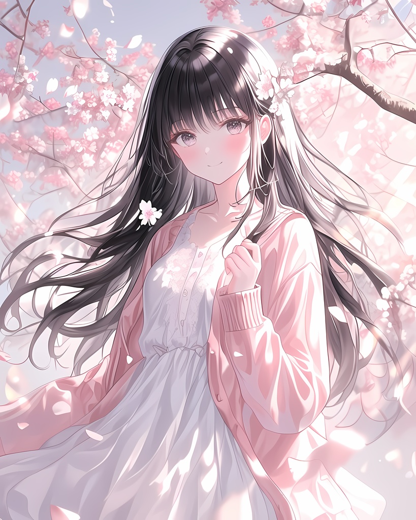 桜の中で、希望の微笑み