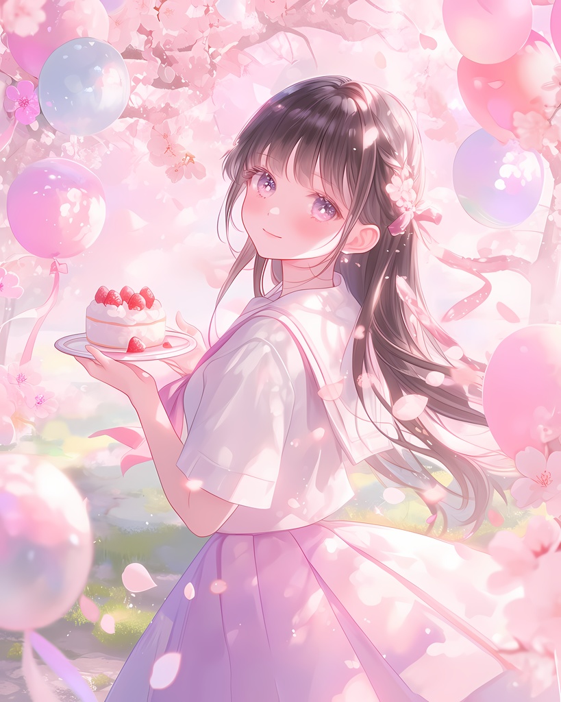 春のガーデンパーティーの少女