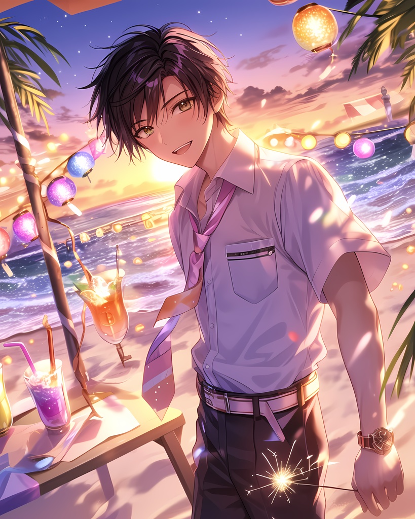 夏祭りと海辺の少年