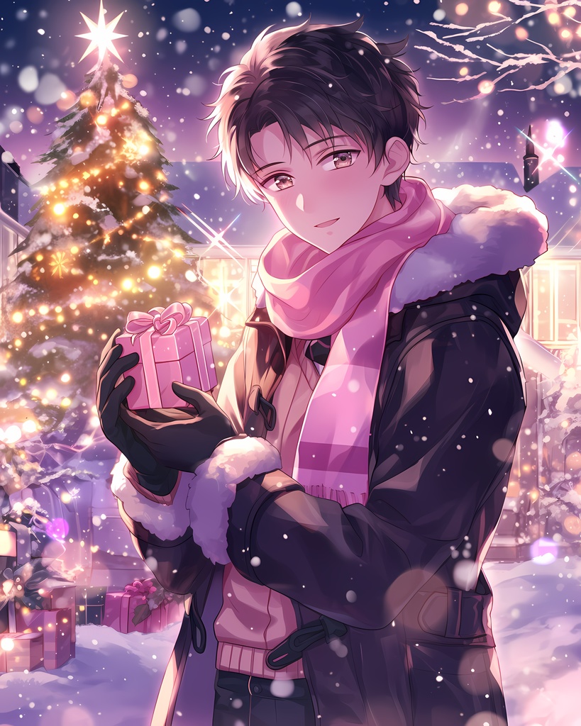 冬のクリスマスパーティーの少年