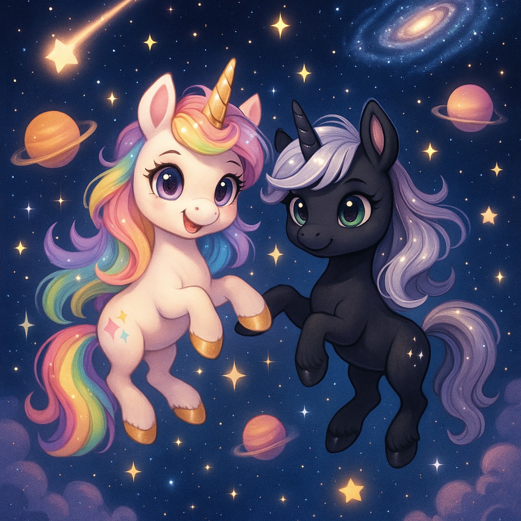 セレナとルミナ｜幻想のユニコーン壁紙セット（5枚）