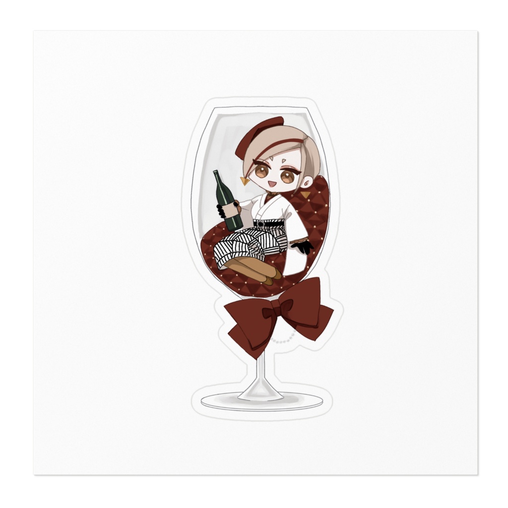 ワインに溺れるステッカー