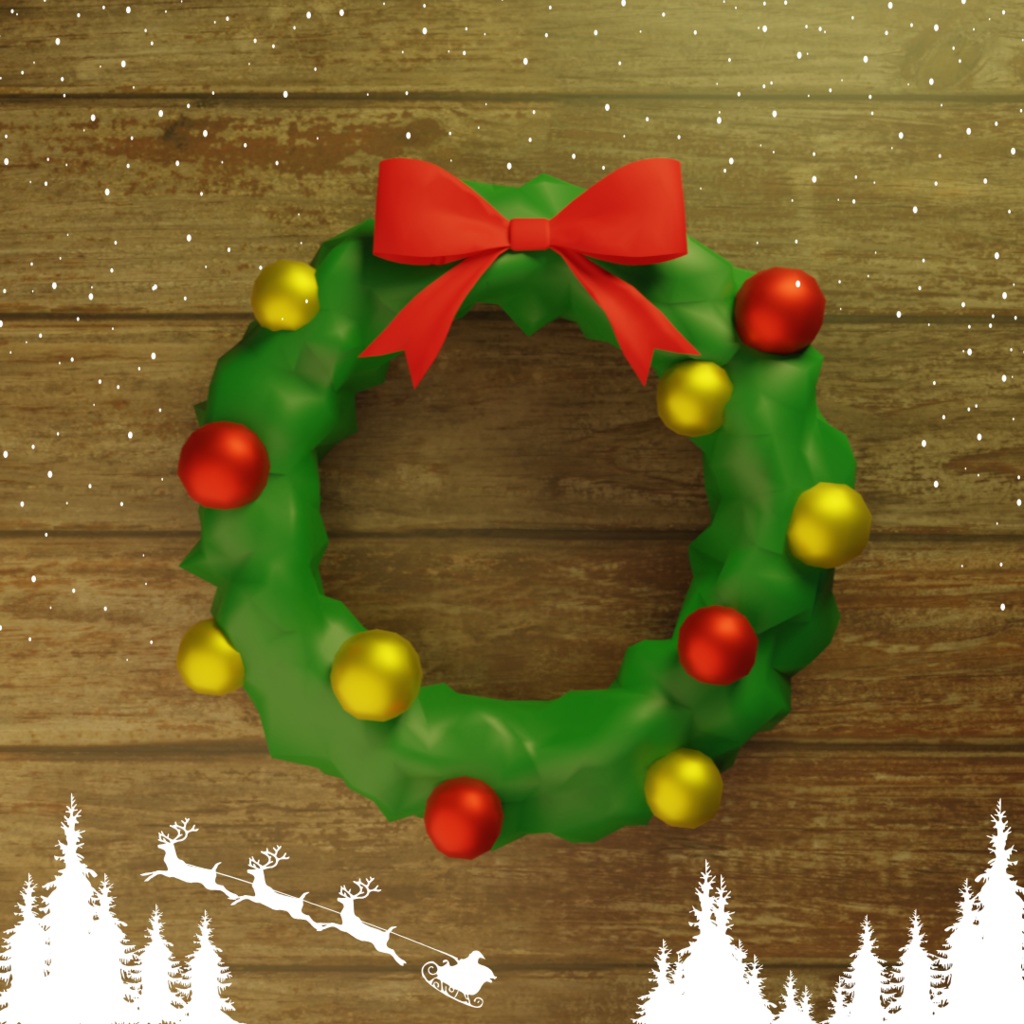 【3Dデザイン】クリスマスリース パターン1 小物
