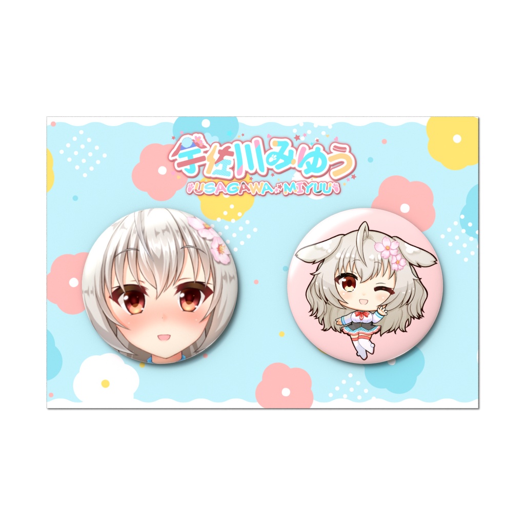 【500人記念】宇佐川みゆう 缶バッジ 2個セット - 直径56mm(オリジナル台紙付き)