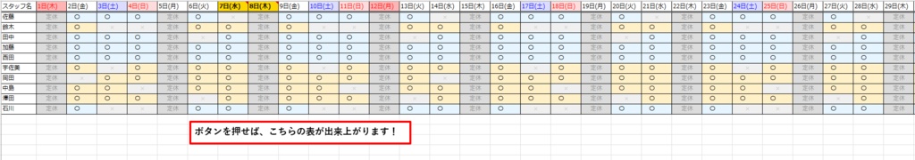 飲食店用!エクセルシフト表作成ツール