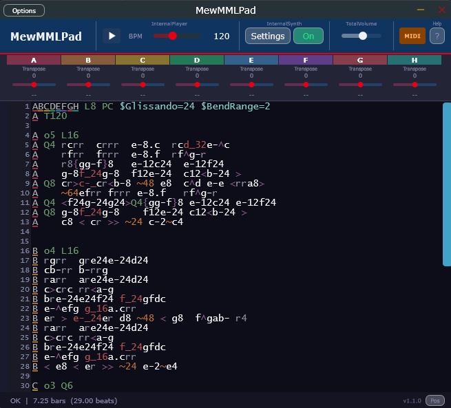 MewMMLPad - DAWのMIDIを MML で駆動する VSTi (Standalone実行ファイル + VST3 プラグイン)
