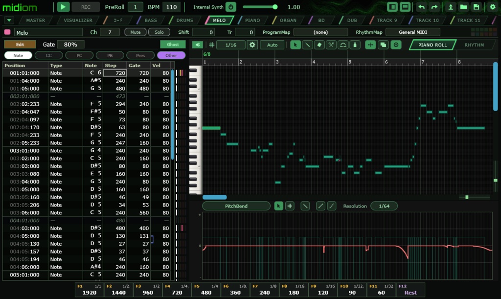 midiom v2 - ピアノロール・リズム・数値入力 MIDI シーケンサ