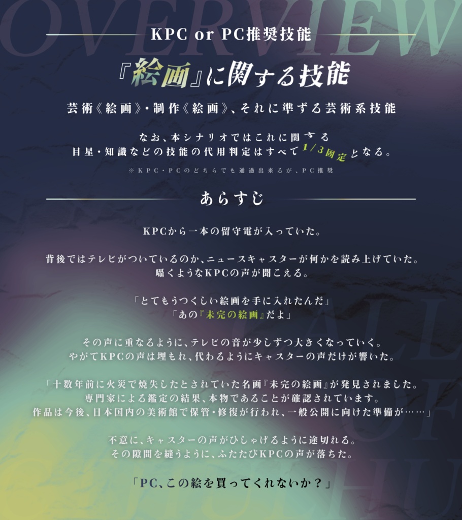 【CoC/タイマン】うつくしい絵画【部屋zip有】