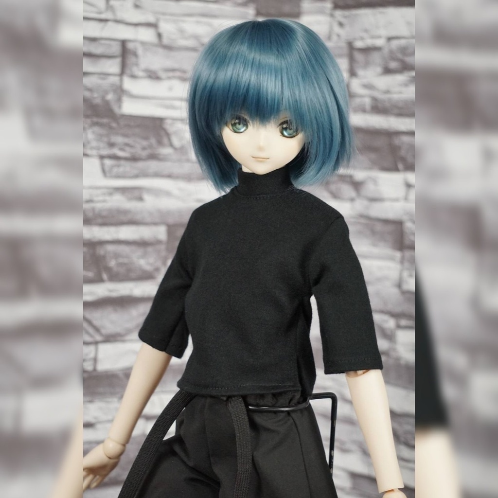 五分袖ハイネックTシャツDDサイズ《ホワイト》《ブラック》